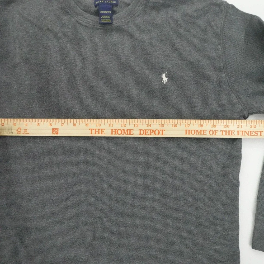Polo Ralph Lauren Thermal Shirt Mens 2XL Gray Long Sleeve Waffle Knit Crew Neck